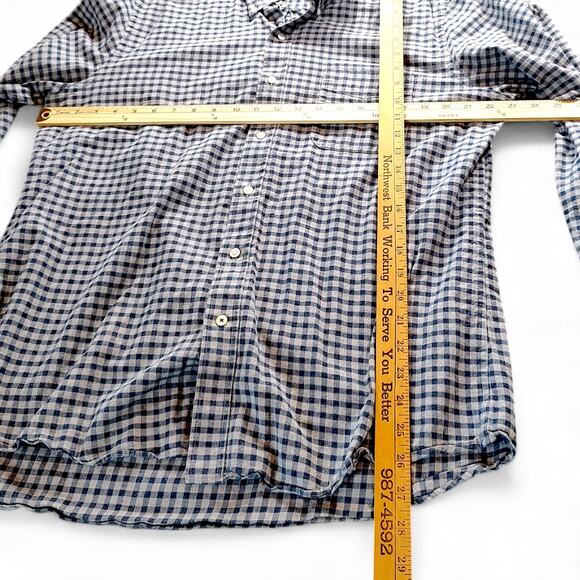 J.McLaughlin Modern Fit Gingham Check Button Down Shirt Blue Gray Mens Preppy XL - Picture 8 of 8